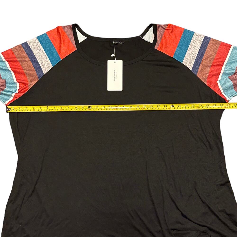 Bloomchic Plus Size Black Shirt Striped Shirt Size 30 - Picture 4 of 5